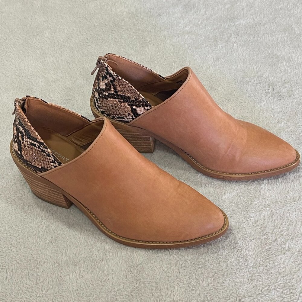 Report Snake Print Block Heel Boots Women's Size 6